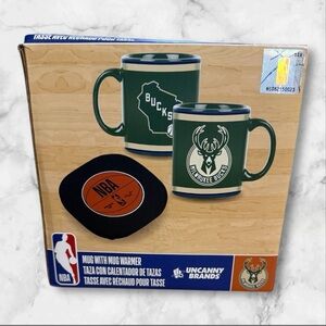 NBA Milwaukee Bucks Logo 12oz Mug Warmer Set - NIB